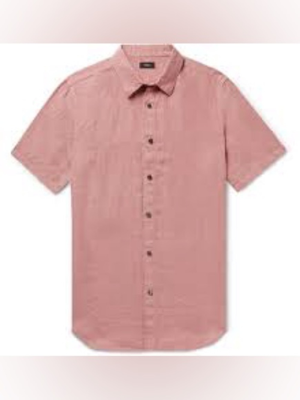 THEORY Irving Men’s Medium Pink Linen Short Sleeve Button Down Shirt